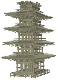 Модель-конструкция пагоды храма Хокекио (Hokekyo)